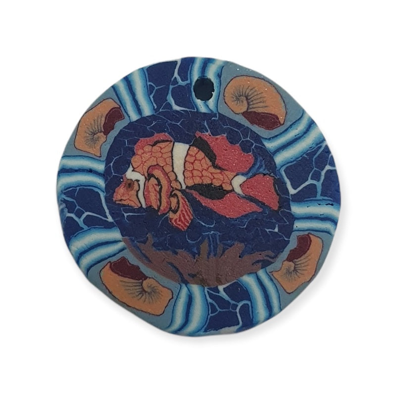 26mm Fimo Pendant (1) - Tropical Fish w. Shells