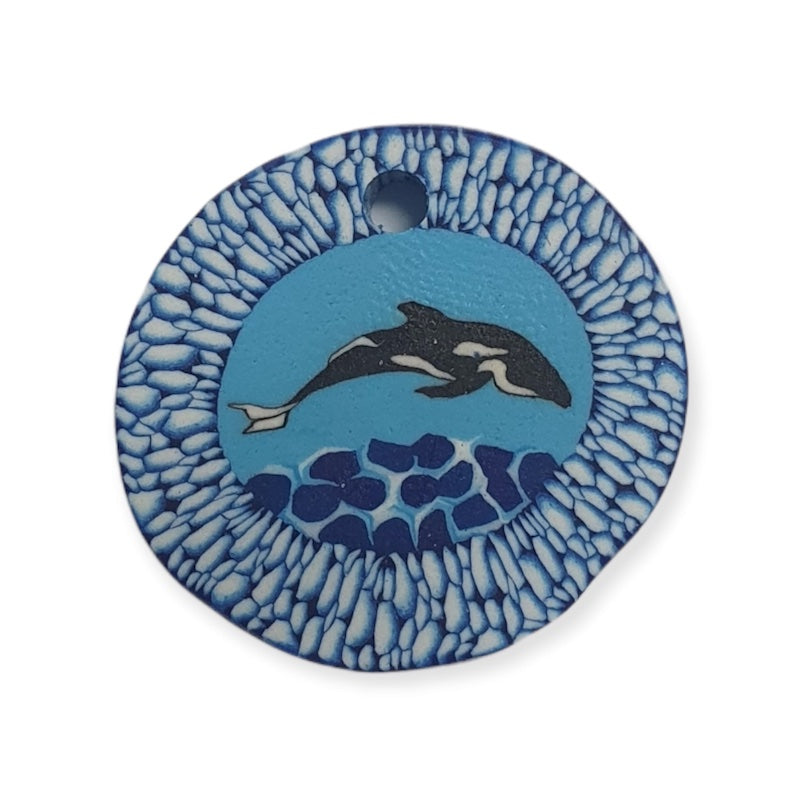 26mm Fimo Pendant (1) - Whale Diving