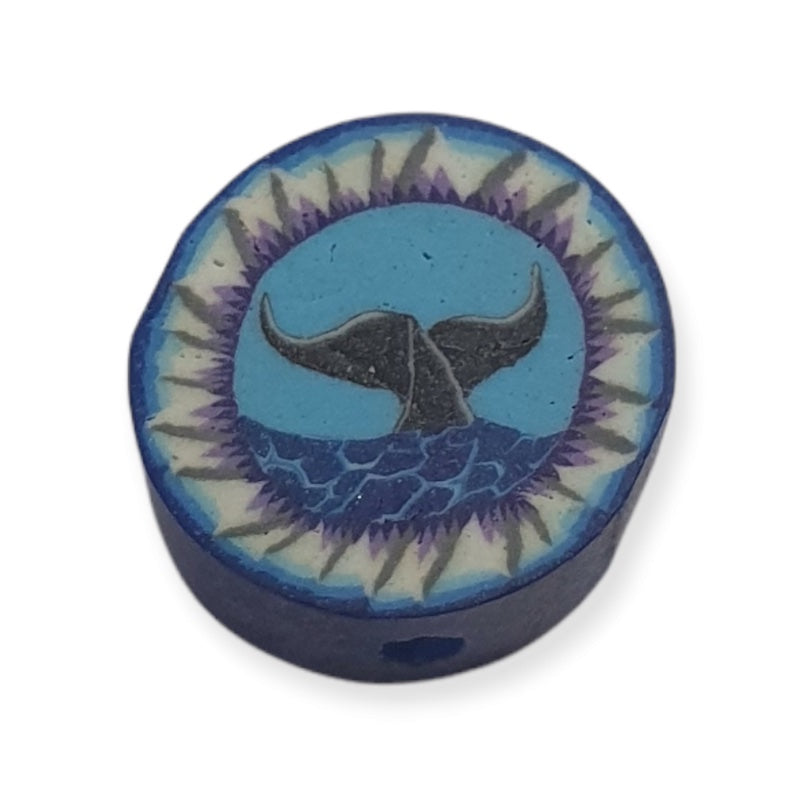 12mm Coin Fimo Beads (10) - Whale Tail