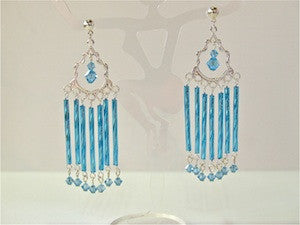 Zahirah Earrings - Aqua/Gold