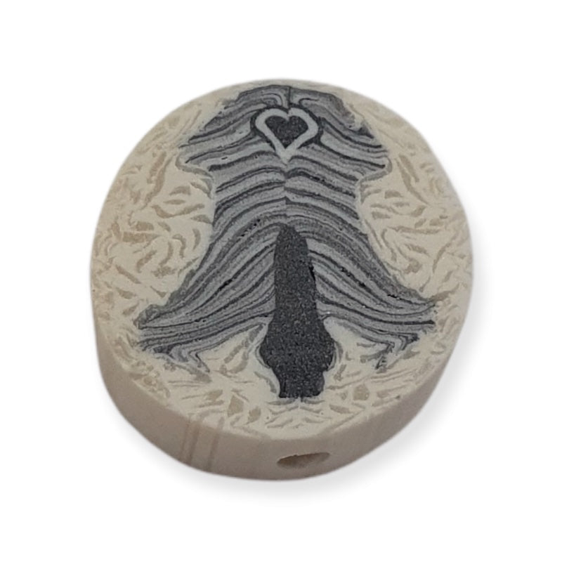 12mm Coin Fimo Beads (10) - Zebra Hide