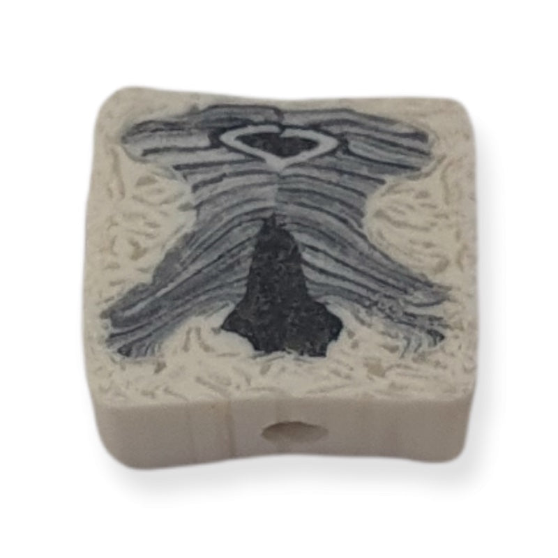 10mm Square Fimo Beads (10) - Zebra Hide