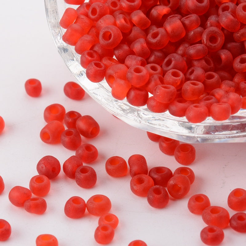 Red - 6/0 Frosted Transparent (50g) - Seed Beads