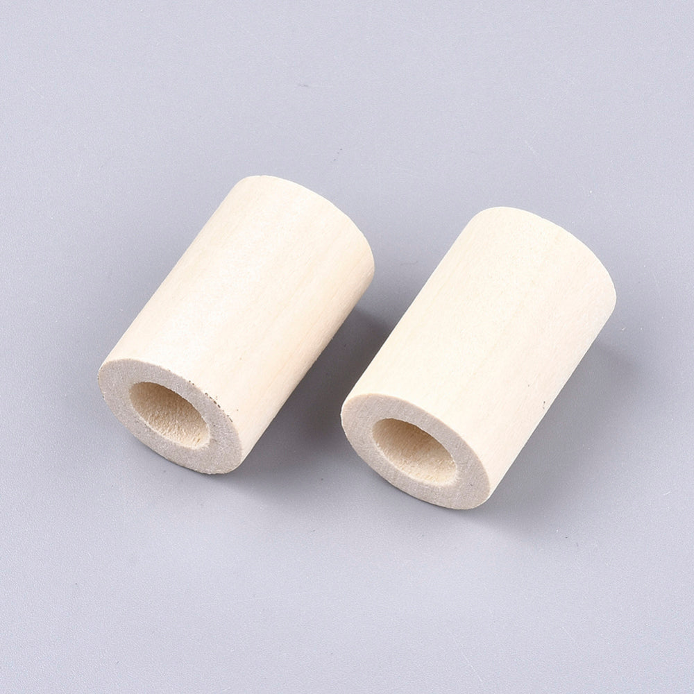 Raw Wood 30mm Tube Beads - 10mm hole