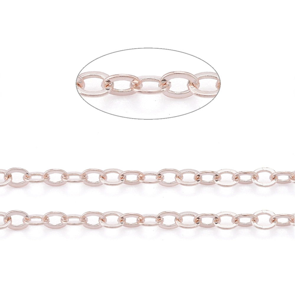 Fine Cross Chain w. Soldered Links (10m) - Rose Gold