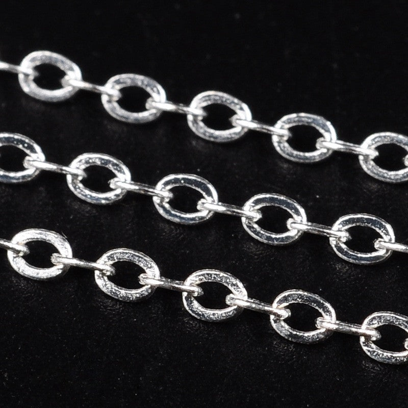 Fine Cross Chain w. Soldered Links (10m) - Silver