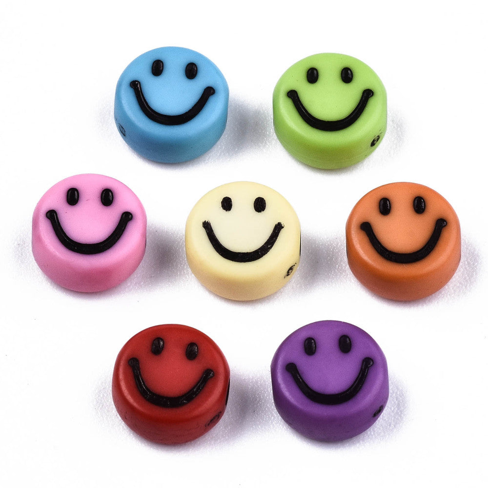 Smiley Beads - Colours/Black (100)