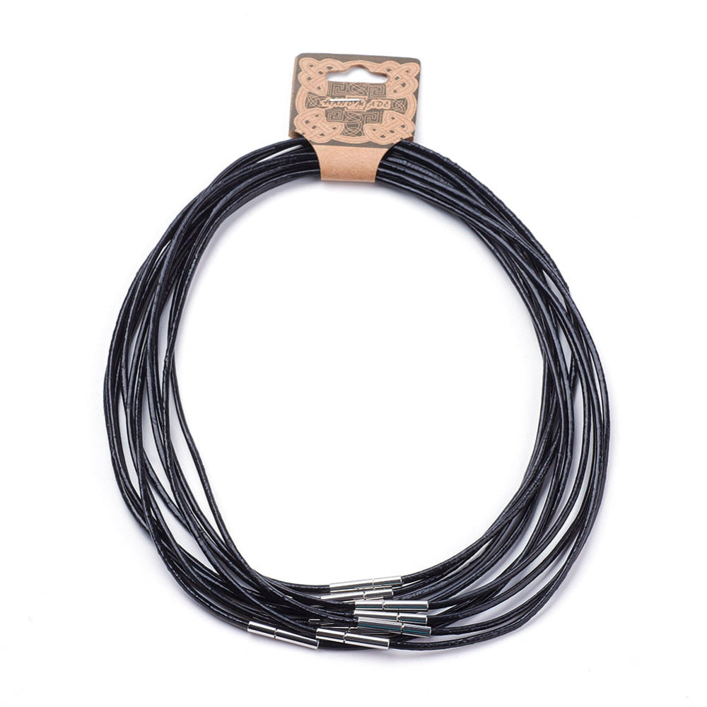 2mm Leather Necklace (40cm) - Black - Twist Clasp