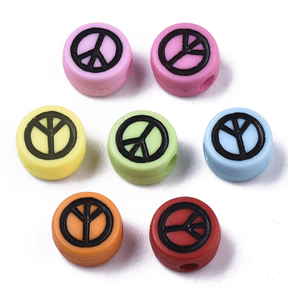 Peace Sign Beads - Colours/Black (50)