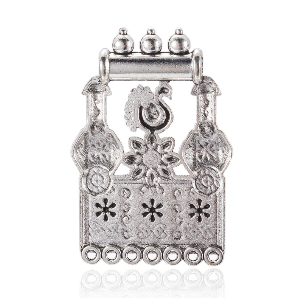 Pendant Square Chandelier w. Birds (1) - Antique Silver