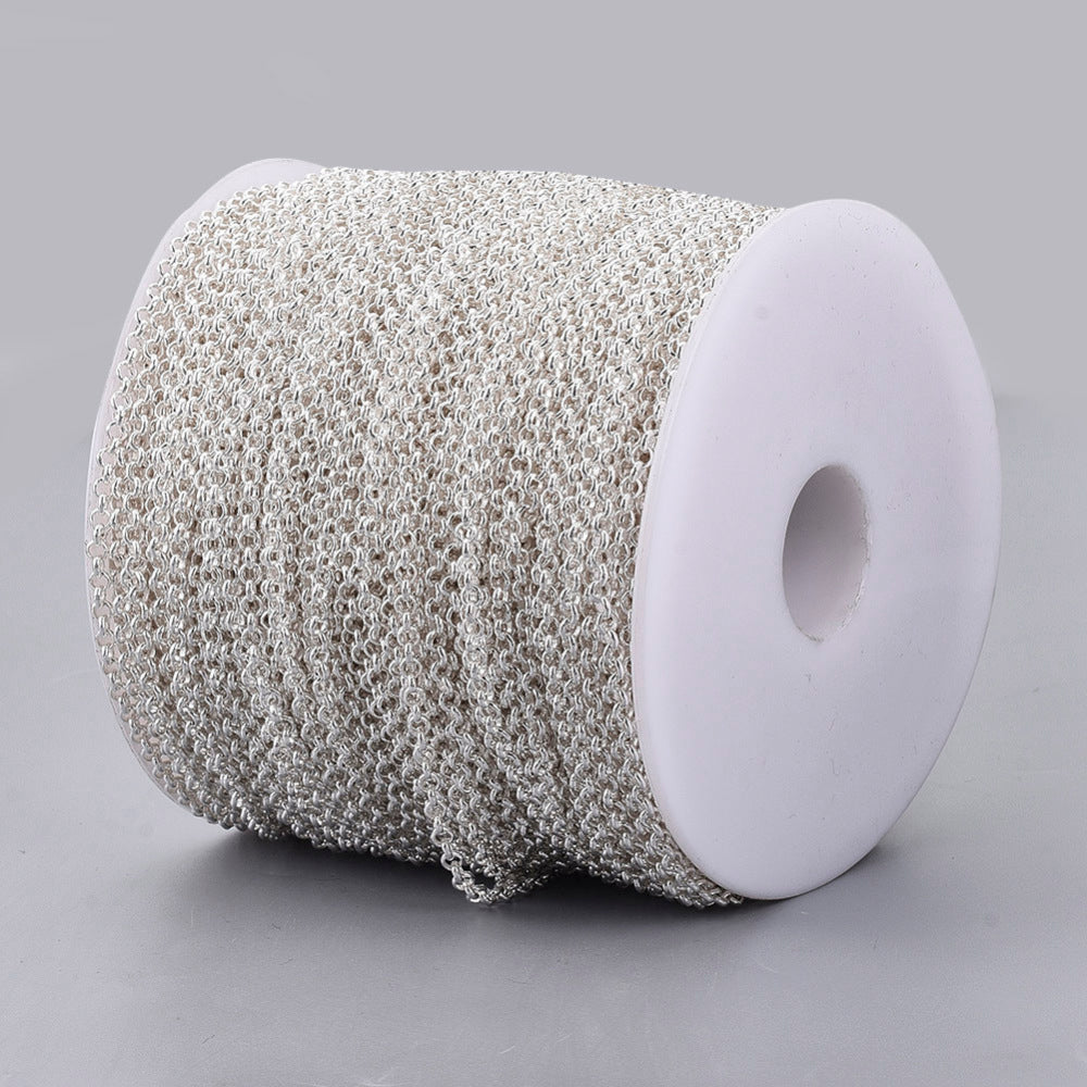 Rolo (Belcher) Chain w. Soldered 3mm Links (10m) - Silver