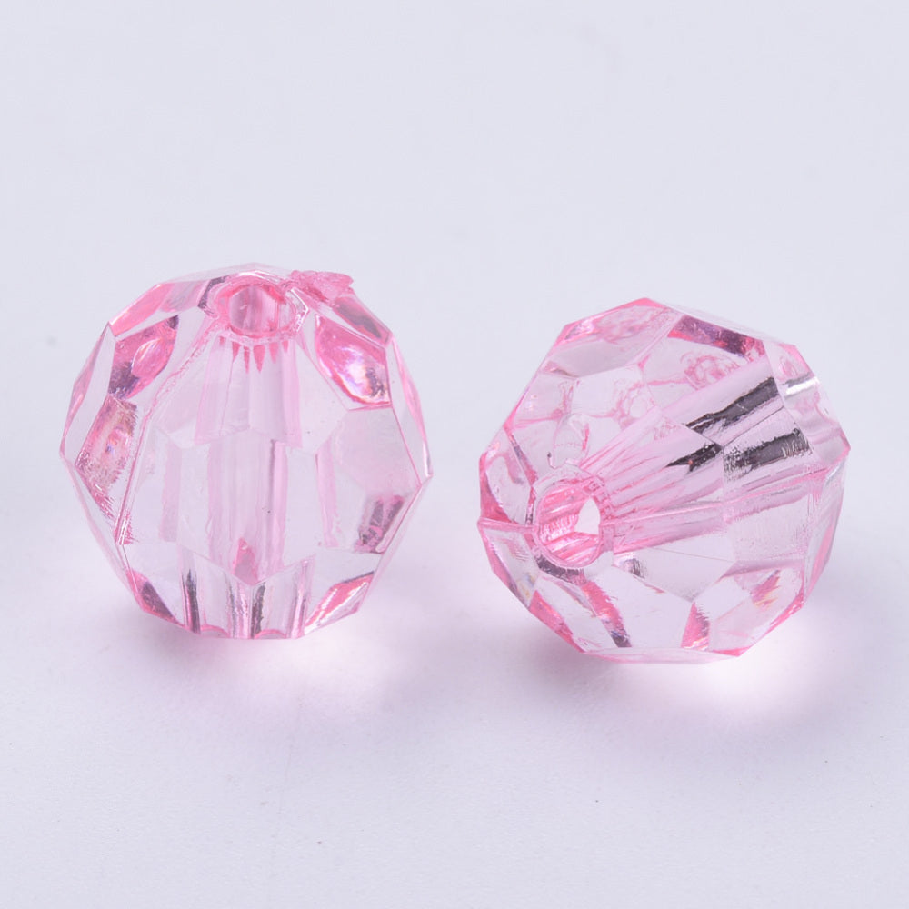6mm Faceted Beads (100) - Pink