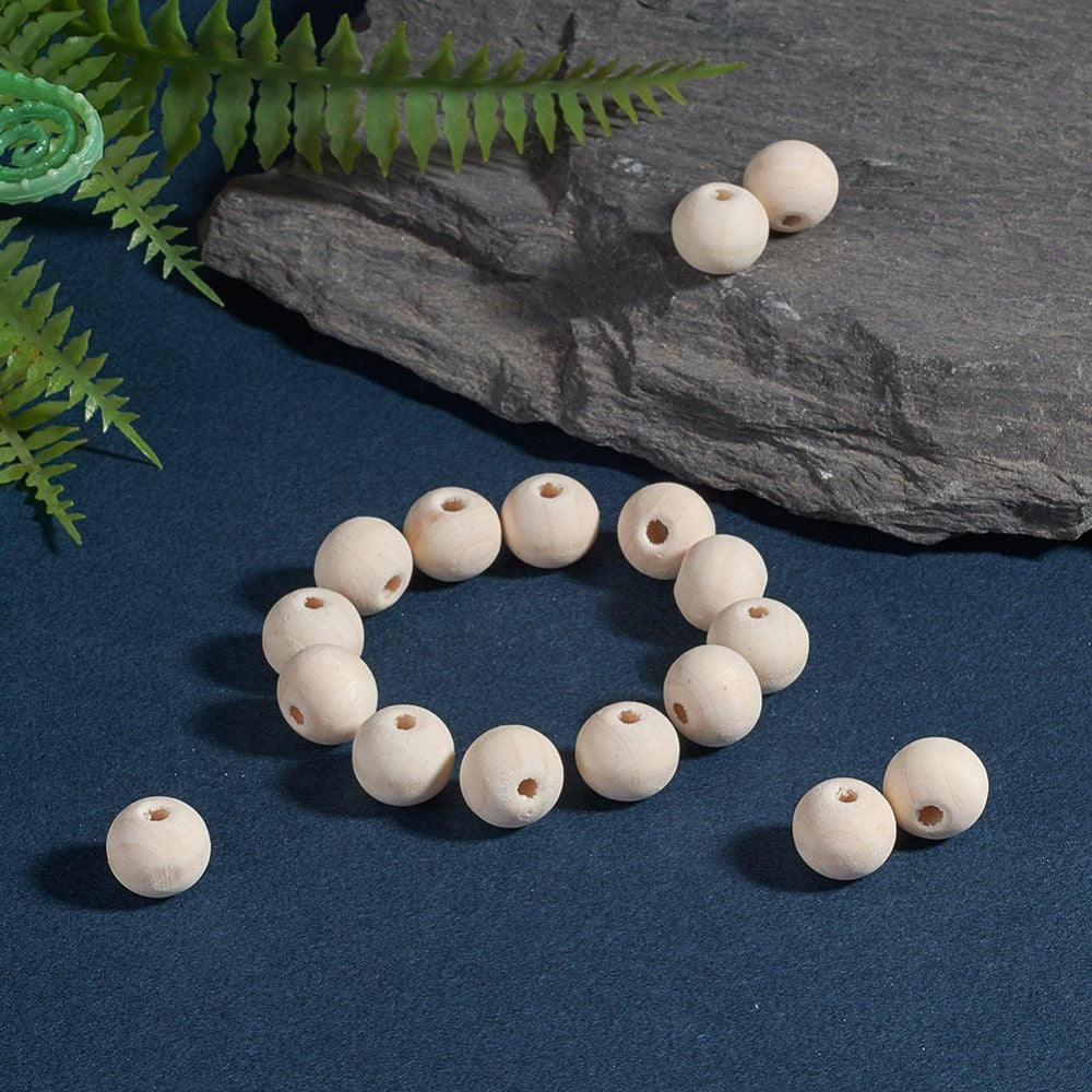 Raw Wood 12mm Round Beads - Bead Shack