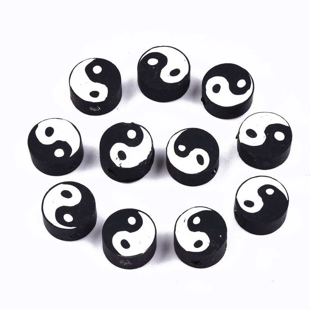 Yin Yang Beads (50) - Hand Made Clay
