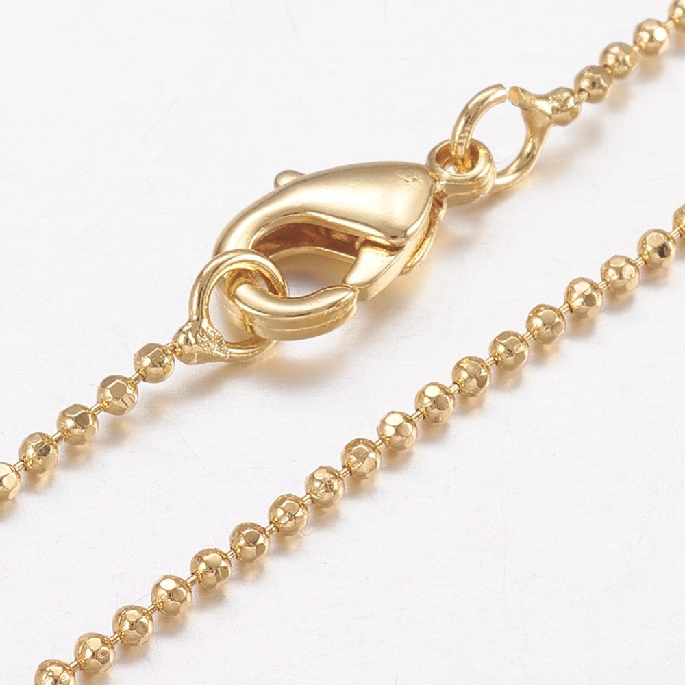 44.5cm Brass Ball Chain - 18kt Gold Plated