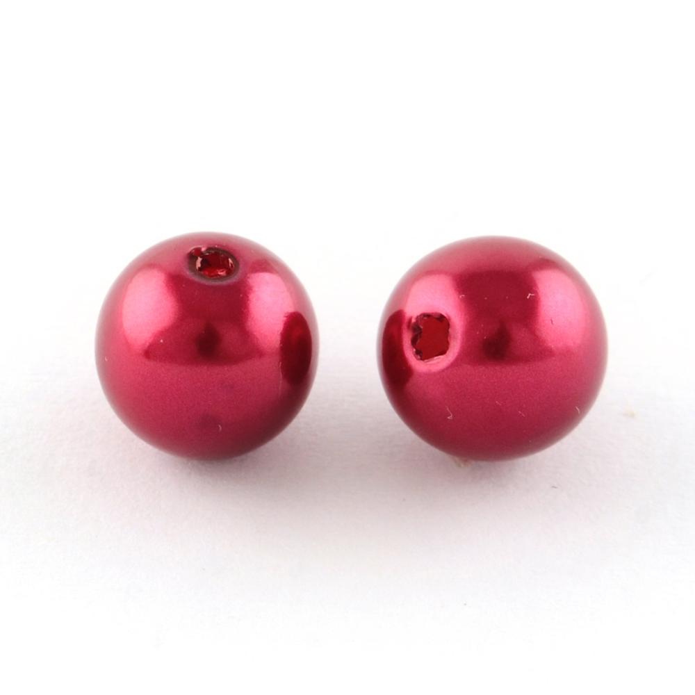 8mm Metallic Pearl Red Beads (100)