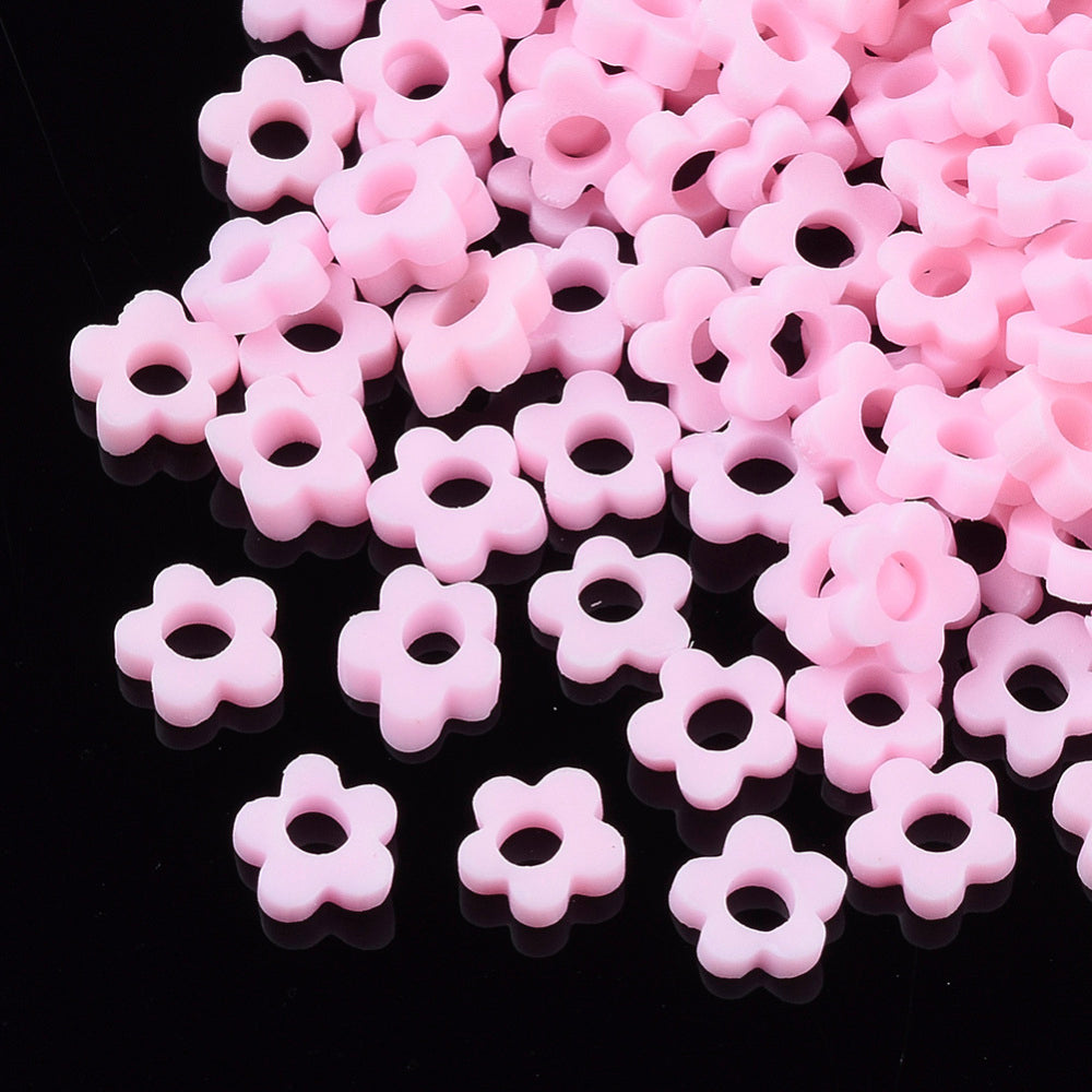 5mm Flower Beads (500) - Light Pink - Hand Made Clay