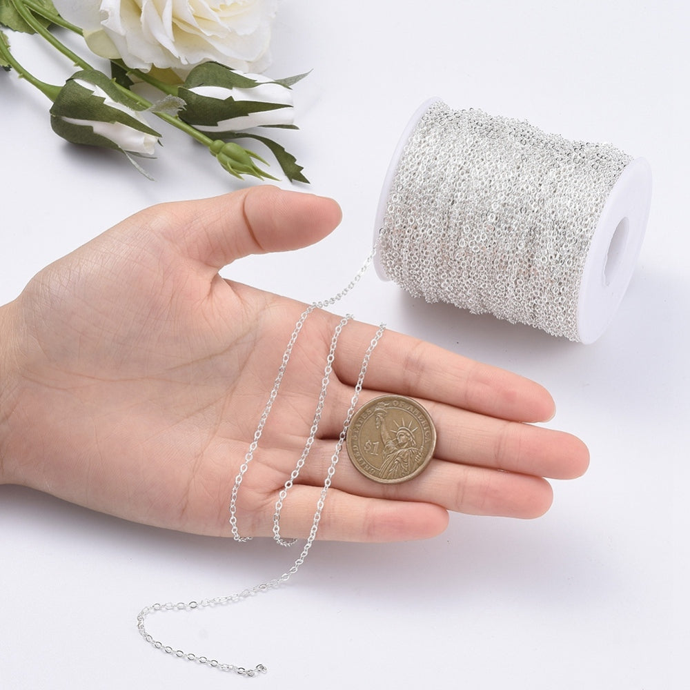 Fine Chain w. Soldered Links (1m) - Silver