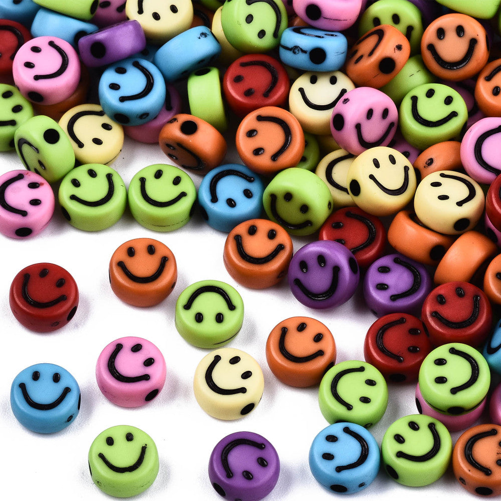 Smiley Beads - Colours/Black (100)