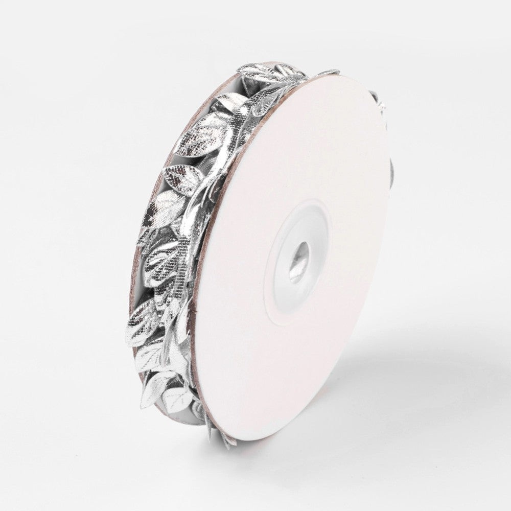 Leaf Trim Ribbon (9.2m) - Metallic Silver