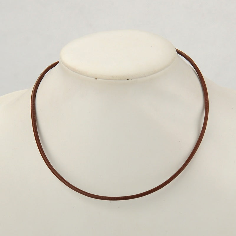 3mm Leather Necklace (66cm) - Brown - Clasp w. Ring
