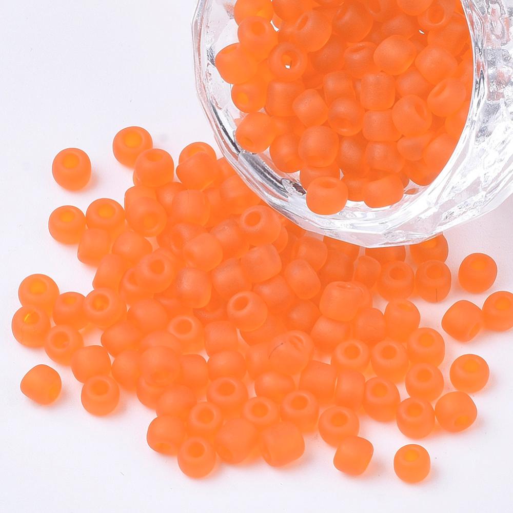 Orange - 6/0 Frosted Transparent (50g) - Seed Beads
