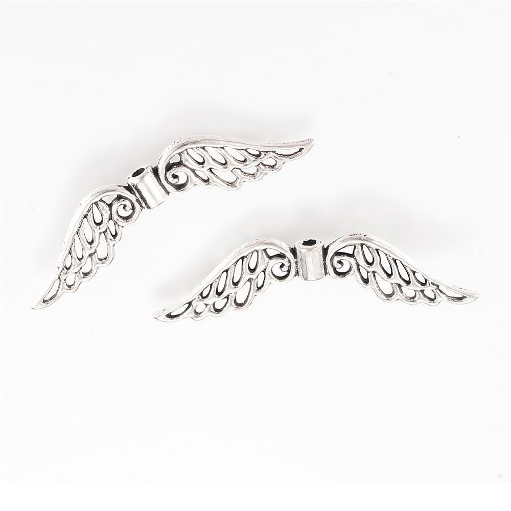 42mm Angel Wings (10) - Antique Silver