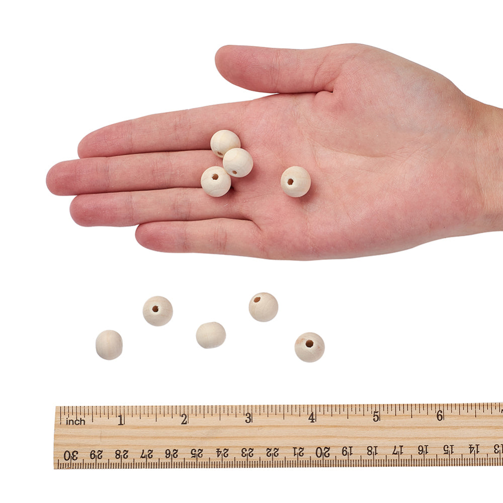 Raw Wood 12mm Round Beads - Bead Shack