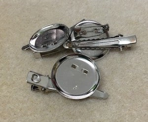 Brooch Setting w. Alligator Clip (10) - Nickel