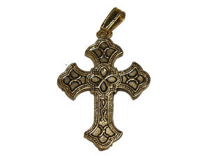 Antique Gold Cross Charm w. Bail Qty: 1