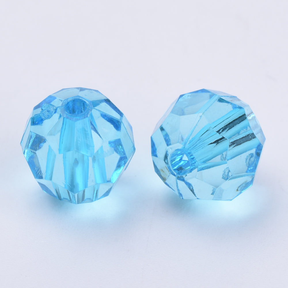 6mm Faceted Beads (100) - Aqua Blue