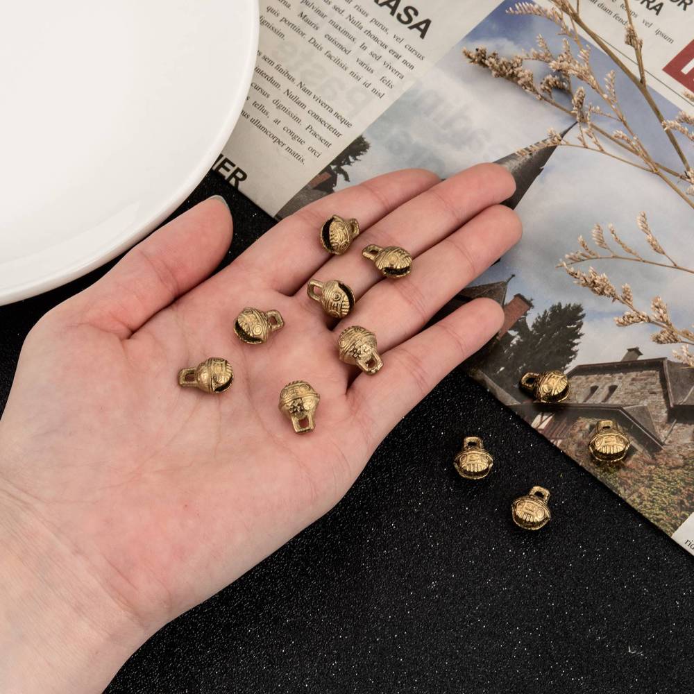 11mm Bells w. Tiger Face (10) - Brass