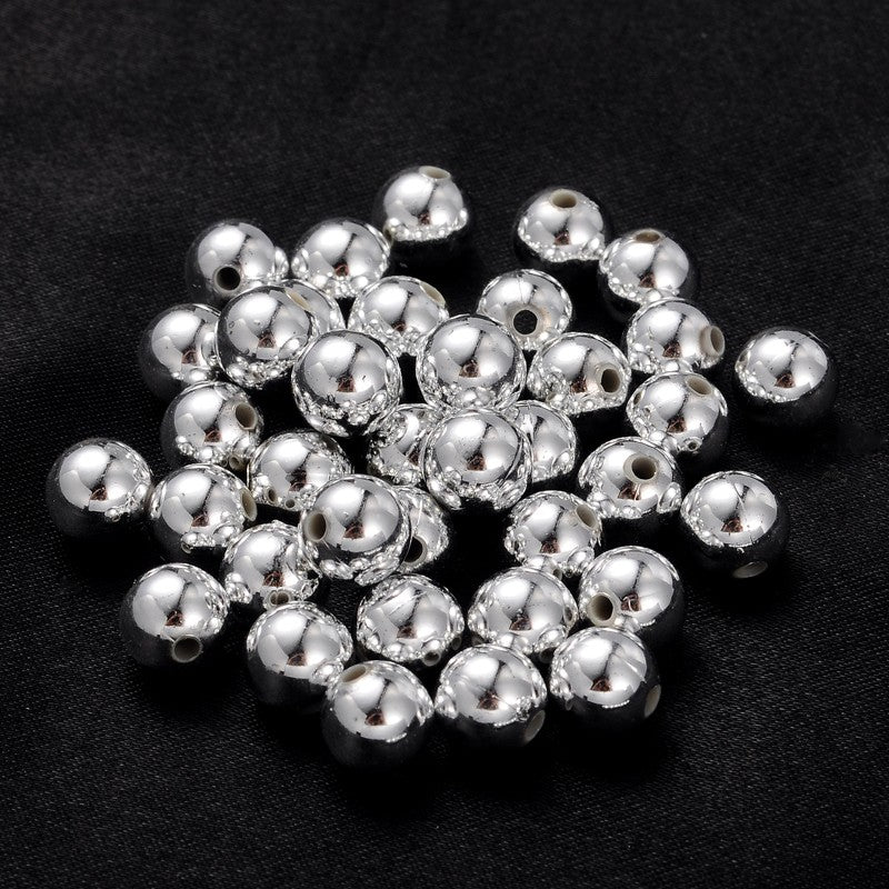 8mm Metallic Pearl Silver Beads (100)