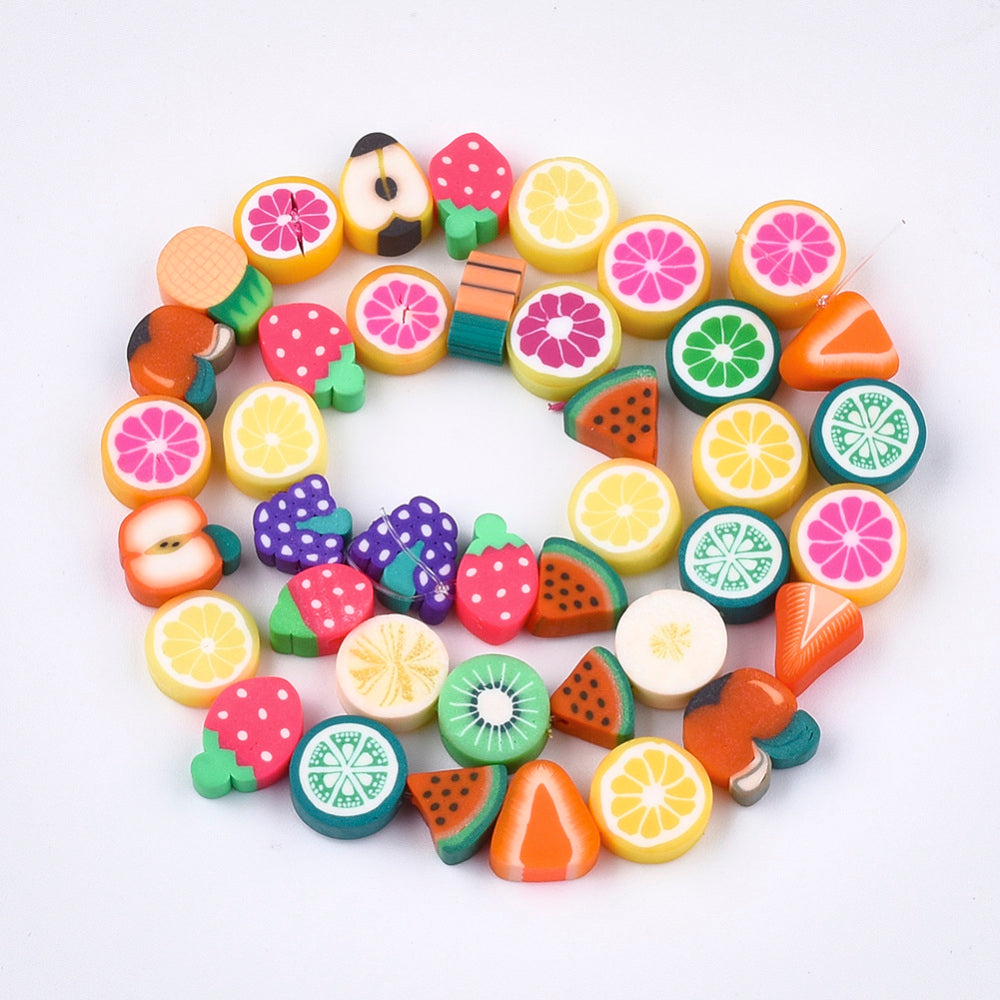 Fruit Salad Beads (Mix of 40) - Hand Made Clay