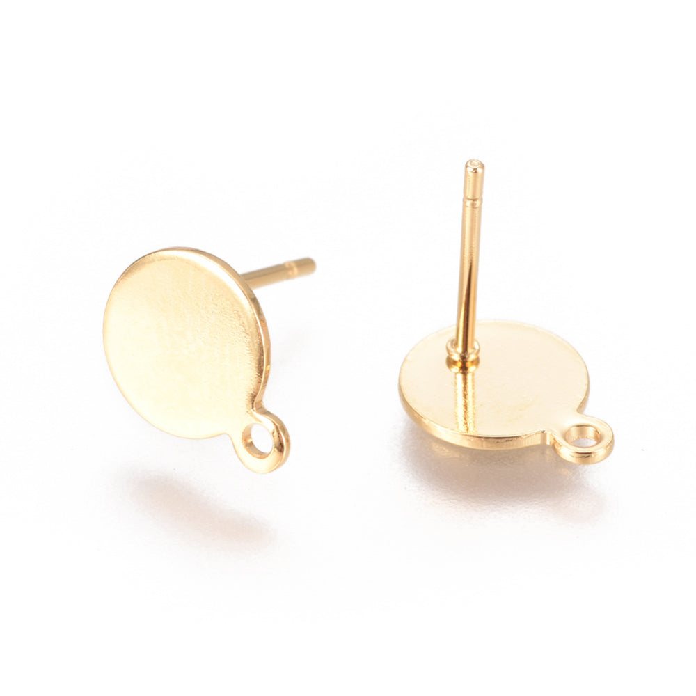 8mm Studs w. Loop (10) - Gold