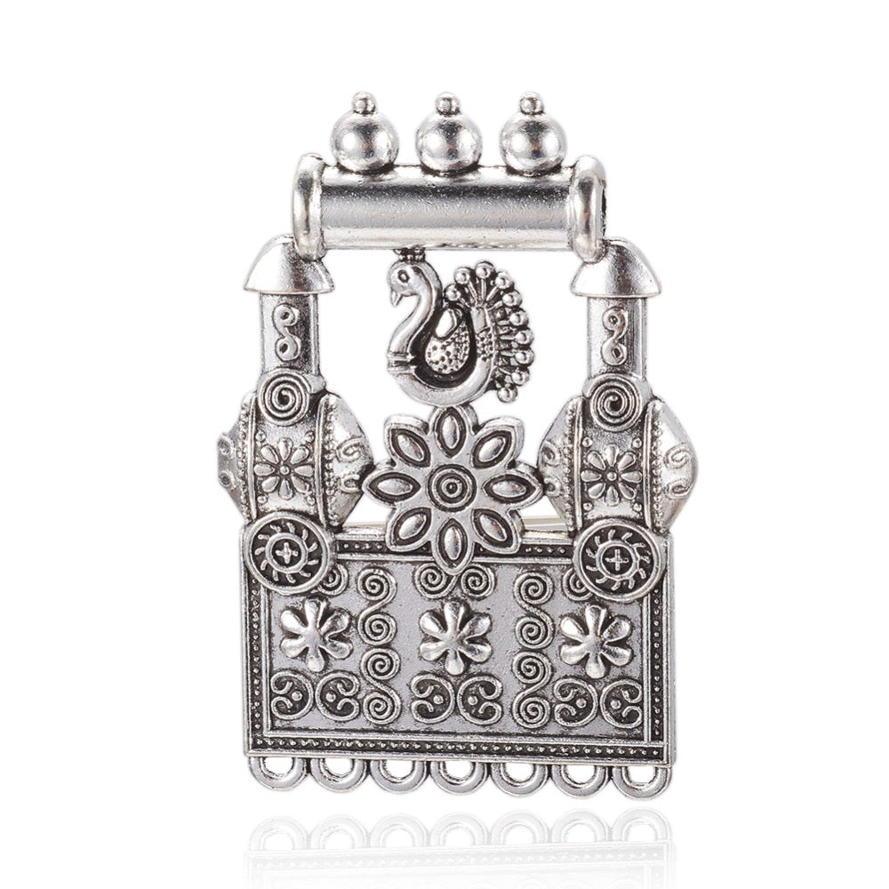 Pendant Square Chandelier w. Birds (1) - Antique Silver
