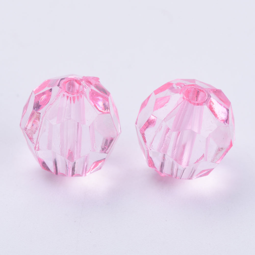 6mm Faceted Beads (100) - Pink