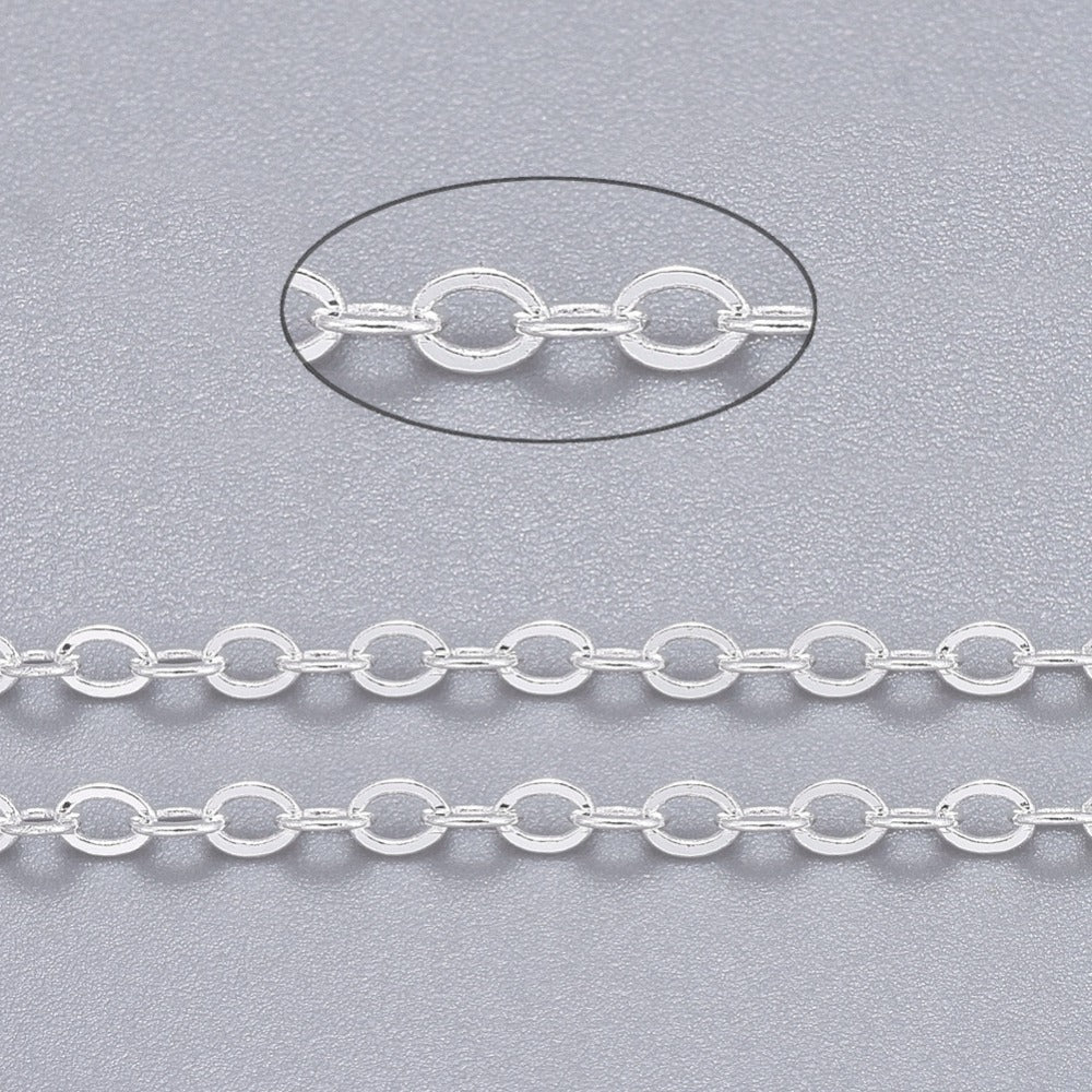 Fine Chain w. Soldered Links (10m) - Silver