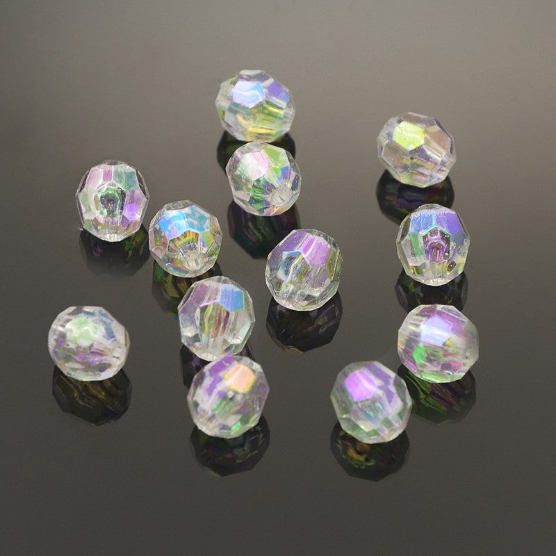 8mm Faceted Beads (100) - Clear AB