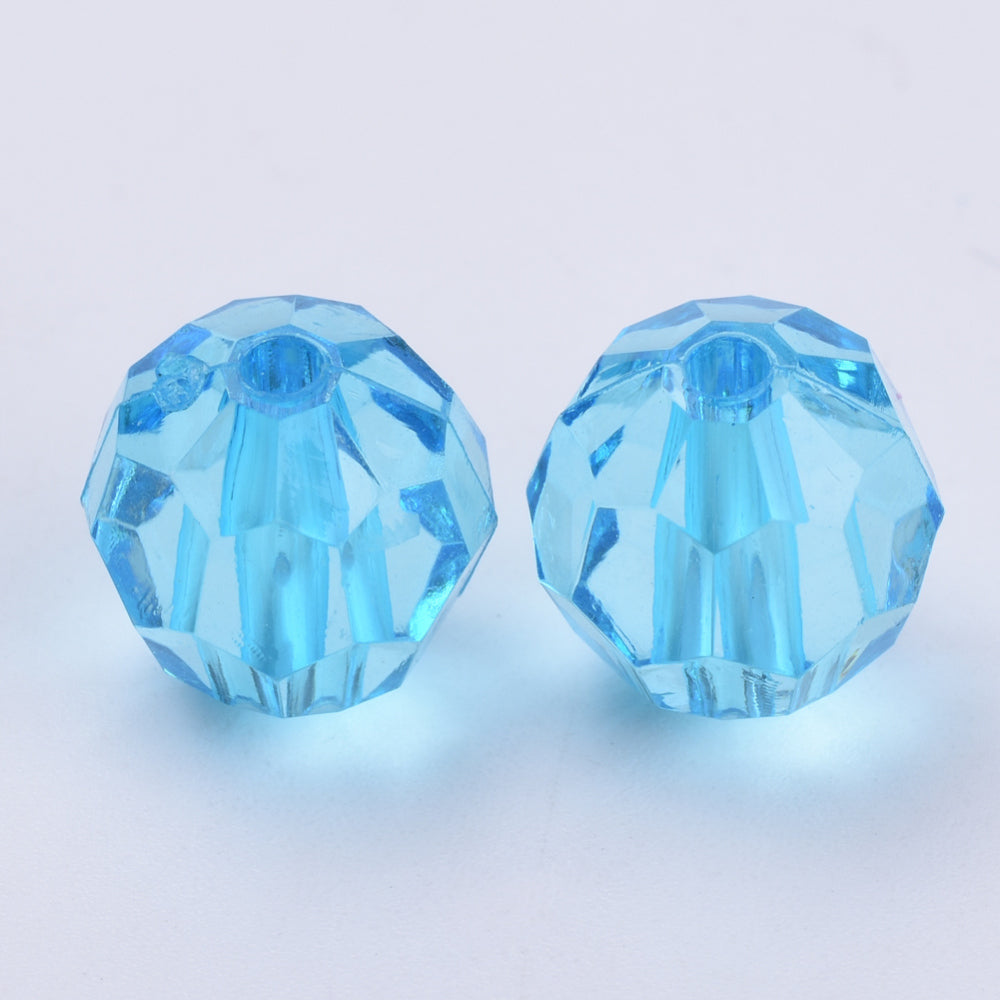 6mm Faceted Beads (100) - Aqua Blue