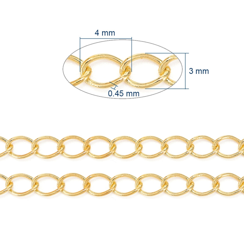 Curb Chain w. Soldered Links (1m) - Gold
