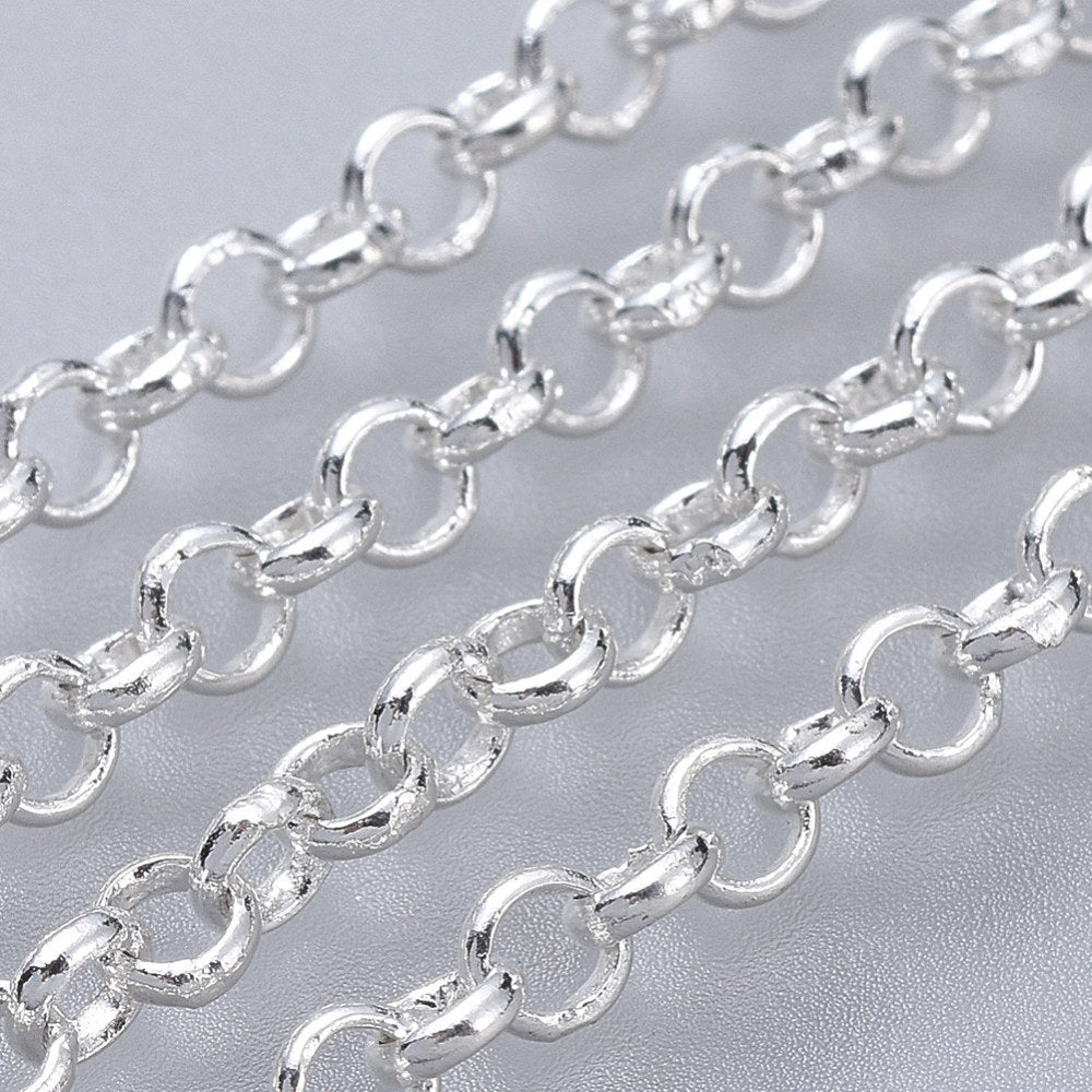Rolo (Belcher) Chain w. Soldered 2.4mm Links (10m) - Silver