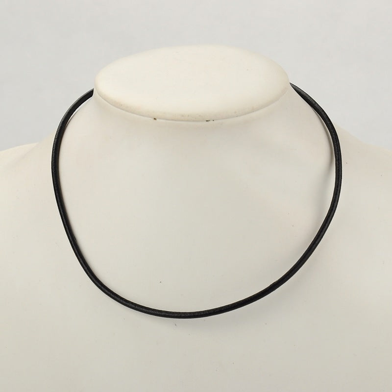 3mm Leather Necklace (66cm) - Black - Clasp w. Ring - Bead Shack