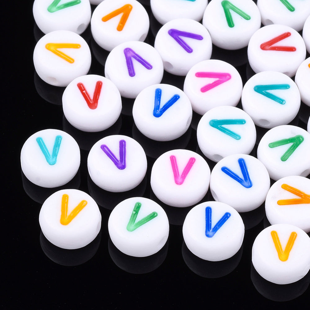 Alphabet Letter Beads (Rainbow) - V