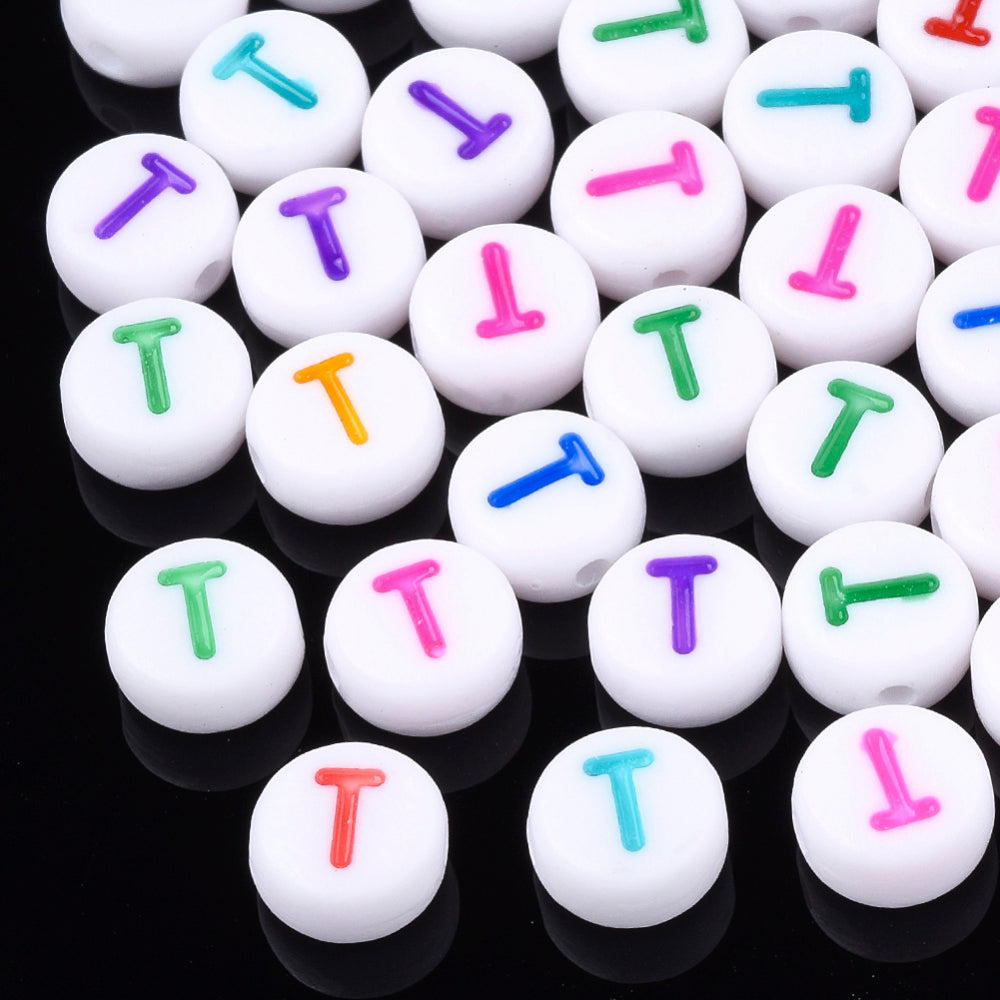 Alphabet Letter Beads (Rainbow) - T