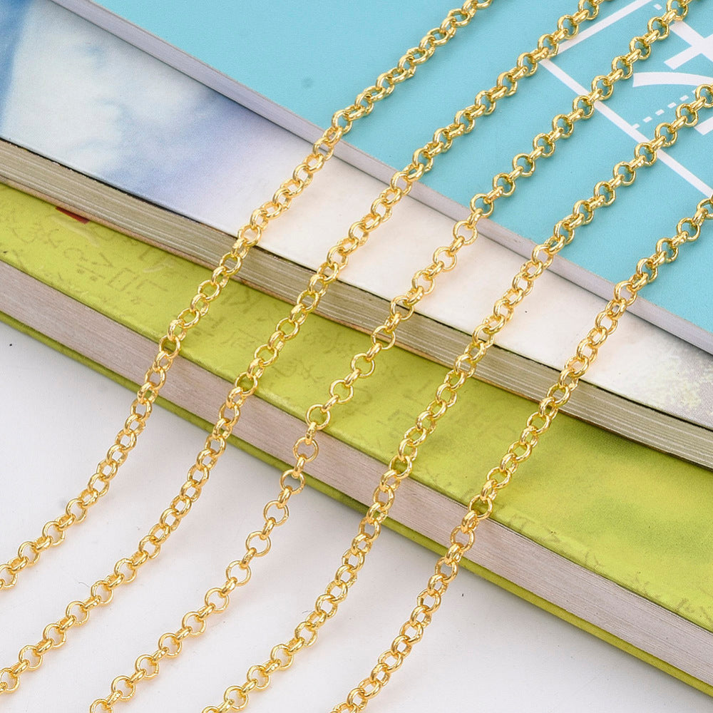 Rolo Chain w. Soldered 2.4mm Links (10m) - Gold