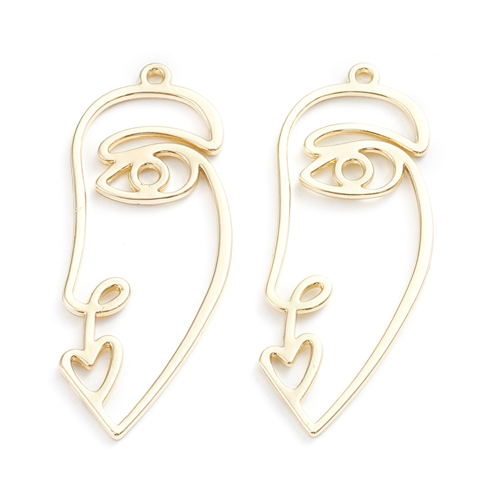 Abstract Face Pendant - Narrow (1) - Gold