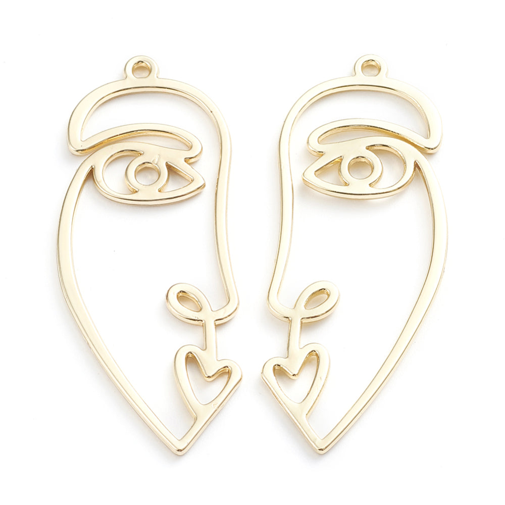 Abstract Face Pendant - Narrow (1) - Gold