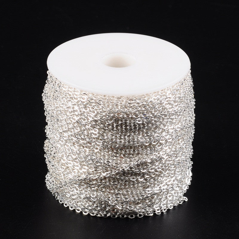 Fine Cross Chain w. Soldered Links (1m) - Silver