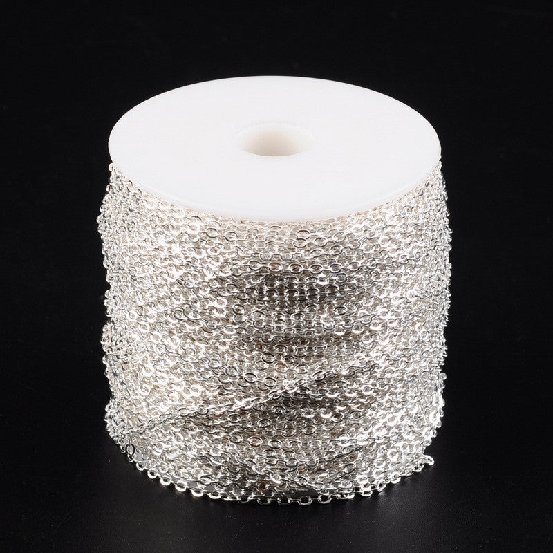 Fine Cross Chain w. Soldered Links (10m) - Silver